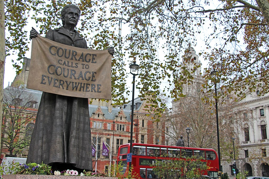 The statue of Dame Millicent Fawcett in Parliament Square.