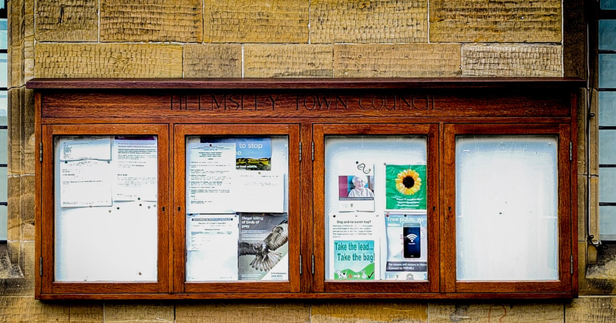 A notice board on a council building