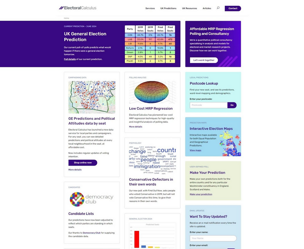 Democracy Club credited by Electoral Calculus